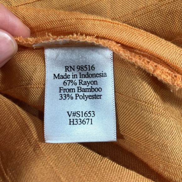 Coldwater Creek Blouse Women's Size PM Orange Bracelet Sleeves Button Down - Picture 8 of 12